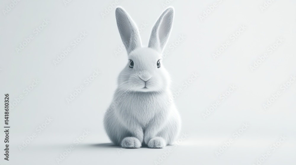 White rabbit studio shot, serene background, Easter, pet, product White rabbit studio shot, serene background, Easter, pet, product