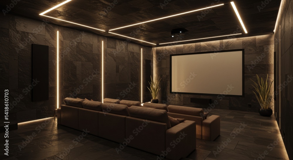 custom made wallpaper toronto digitalModern Home Theater Room Design with Ambient Lighting
