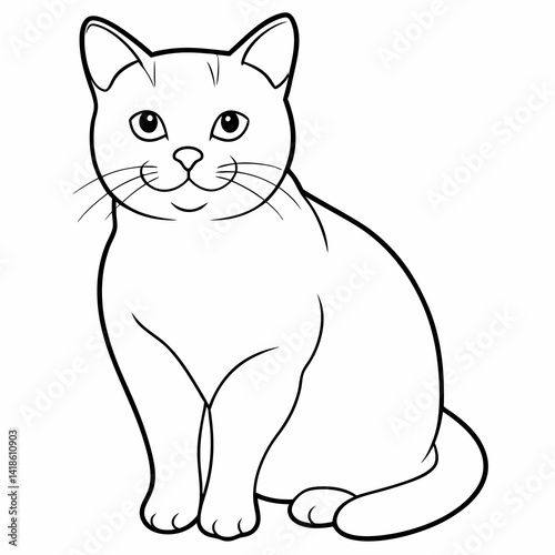 british shorthair cat line drawing