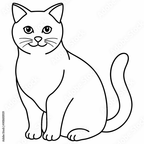 british shorthair cat line drawing
