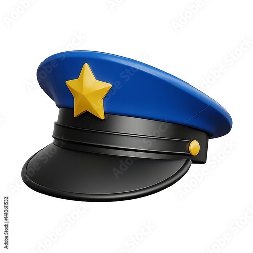 Wallpaper Mural 3d police officer cap , plastic style icon  3d rendering isolated on white background ,PNG transparent. Torontodigital.ca
