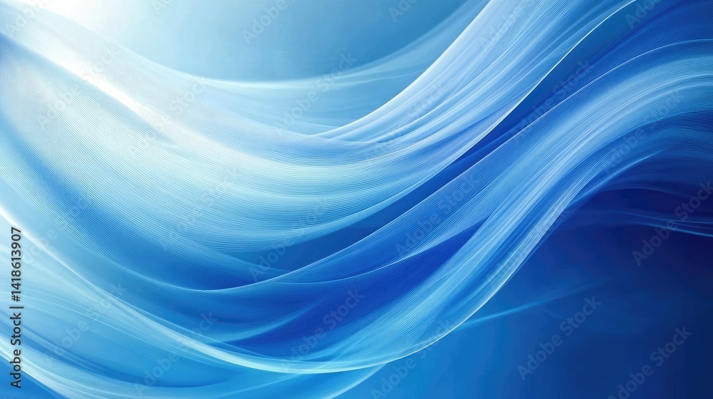 Naklejka premium A dynamic abstract design featuring flowing, translucent blue waves.