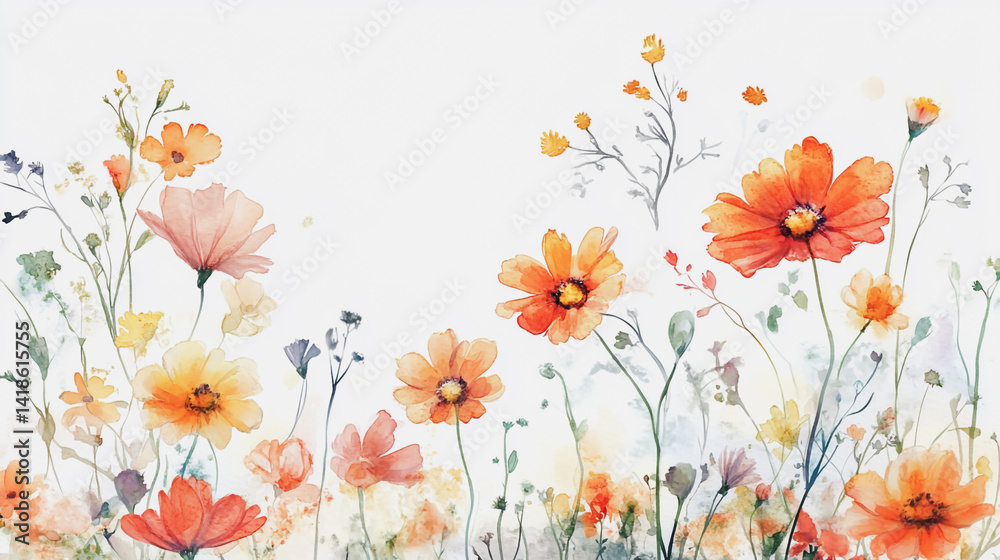 Elegant wedding invitation card background . Minimal hand painted watercolor Gerbera flowers texture template background. Design for wedding, vip cover, poster, rsvp moderncard.Valentine's Day Elegant wedding invitation card background . Minimal hand painted watercolor Gerbera flowers texture template background. Design for wedding, vip cover, poster, rsvp moderncard.Valentine's Day