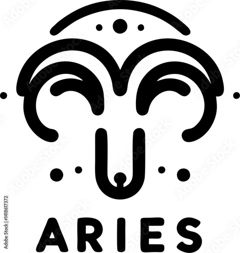 Aries Zodiac Vector with Ram Horns – Modern Abstract Line Art Design