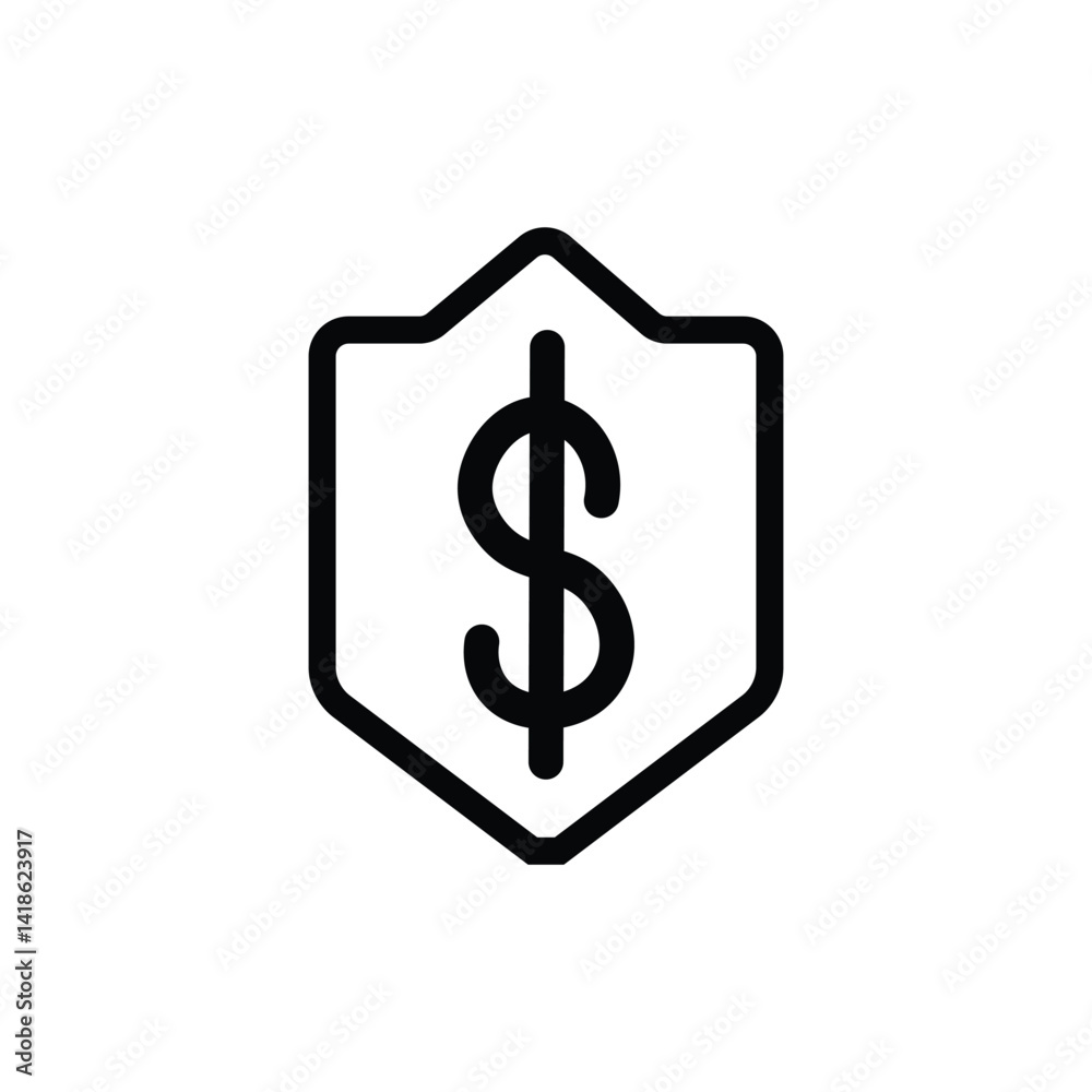Financial Security Icon Protected Dollar Sign in Shield Graphic for Business and Finance Financial Security Icon Protected Dollar Sign in Shield Graphic for Business and Finance