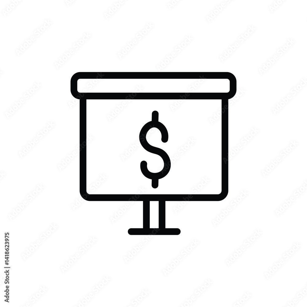 Financial Presentation Icon Dollar Sign on Projector Screen Investment, Budget, Finance Concept Financial Presentation Icon Dollar Sign on Projector Screen Investment, Budget, Finance Concept