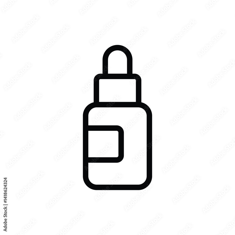 Essential Oil Dropper Bottle Icon Minimalist Line Art for Skincare, Beauty, and Wellness Branding