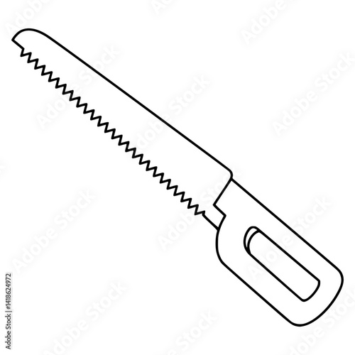 Line Art of Bone Saw Drawing - Surgical Cutting Tool