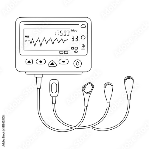 Line Art of Minimal Fetal Monitor Line Drawing - Pregnancy Tracking Device