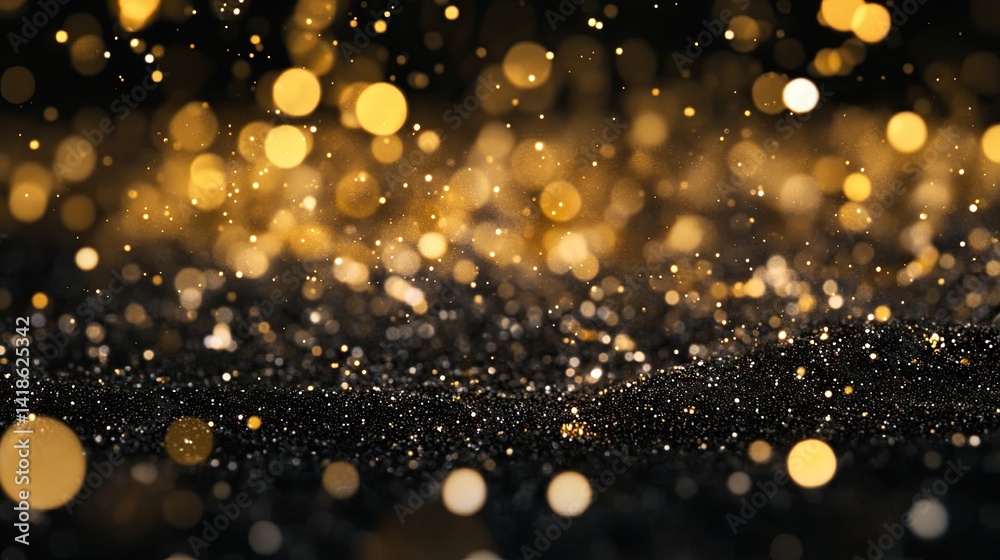A glamorous display of golden lights on a dark glittery backdrop. A glamorous display of golden lights on a dark glittery backdrop.