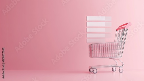 Modern online shop interface with a cart sidebar displaying item list and subtotal