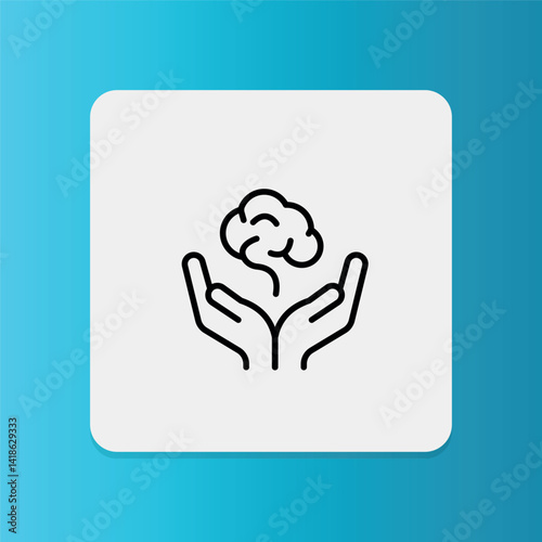 A hand gently supporting a brain, symbolizing care and support for mental health.