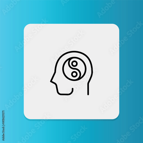 Human head with yin-yang in the brain, symbolizing mental balance and inner harmony.