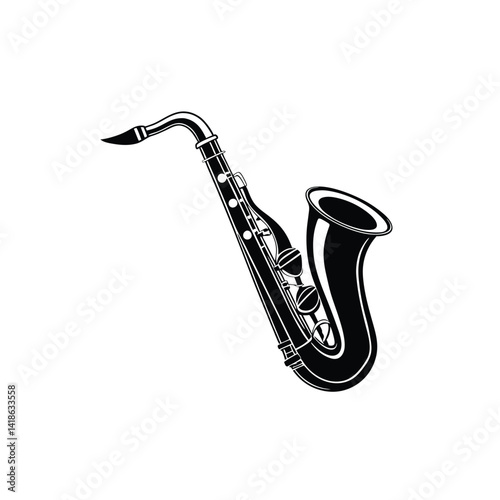 a saxophone music instrument on white background, orchestral music equipment