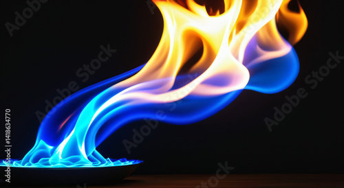 blue flame on black background