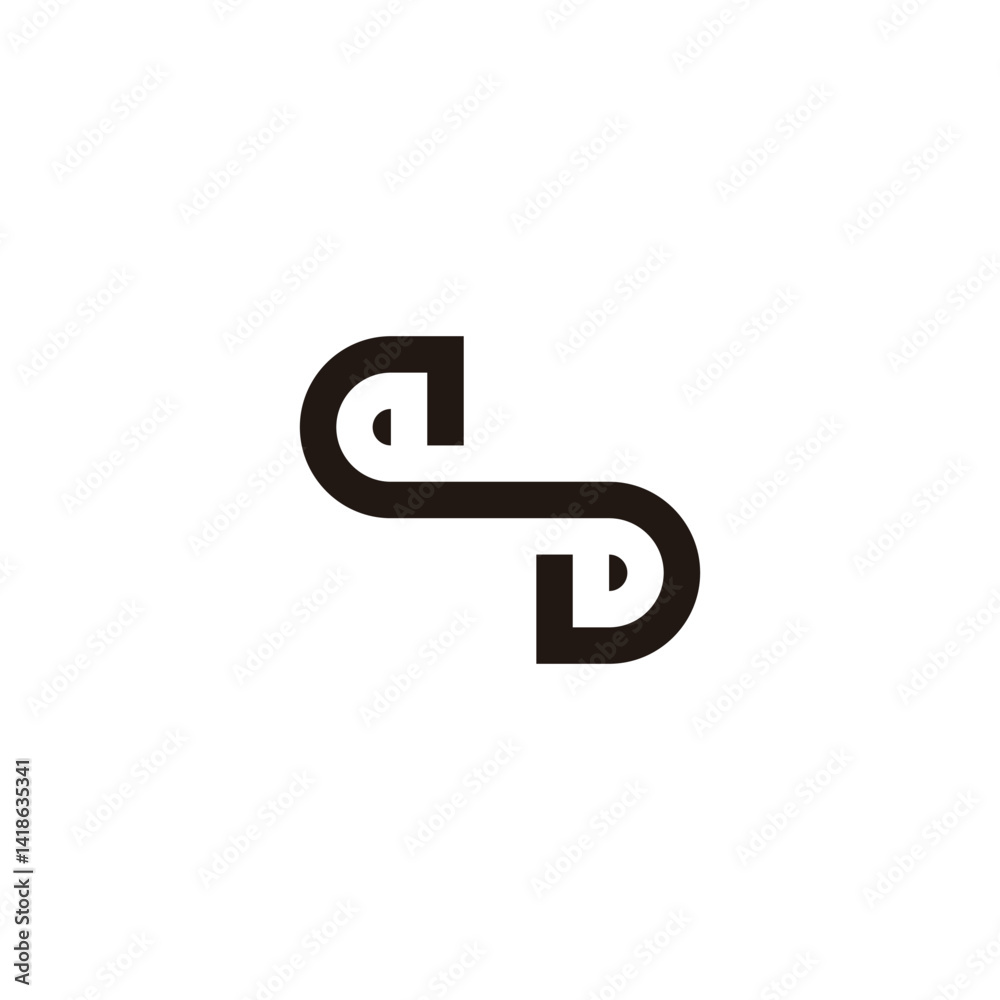 Letter s D outline geometric symbol simple logo vector