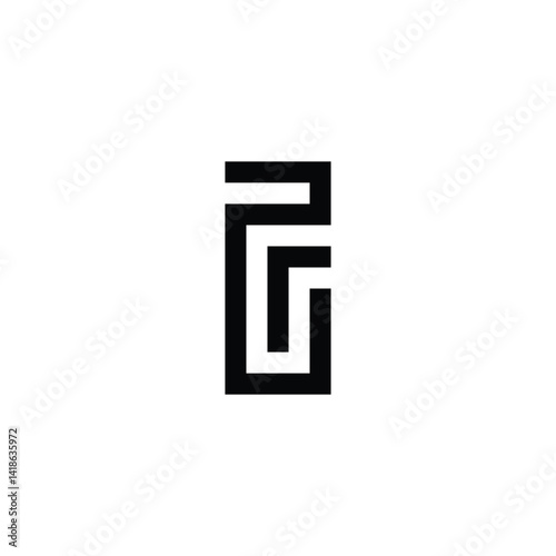 Number 2 letter r square geometric symbol simple logo vector