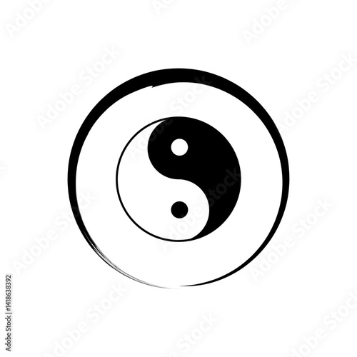 yin and yang in Vector Art, A simple yet profound Enso Zen symbol illustration in vector form, representing harmony, enlightenment and minimalist beauty.