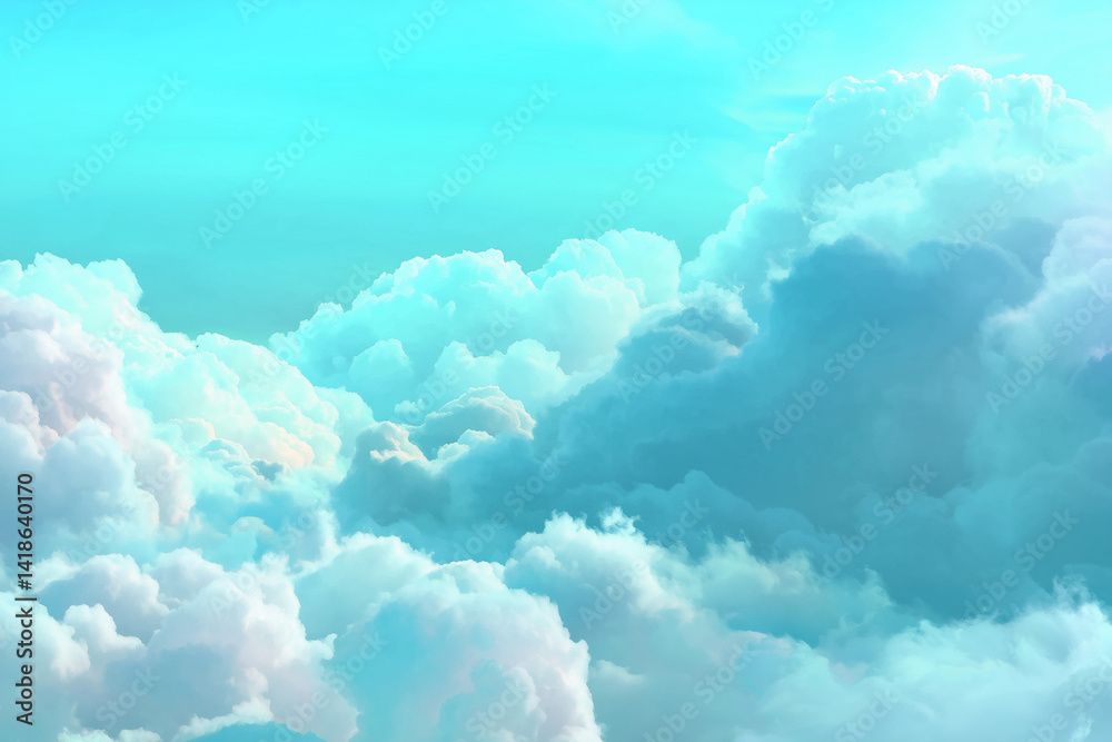 Turquoise Sky with Cumulus Clouds and Wind Turquoise Sky with Cumulus Clouds and Wind