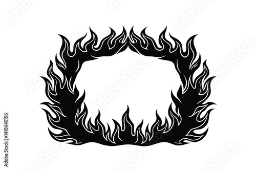 fire flame frame  silhouette creating a visually striking border for various design applications