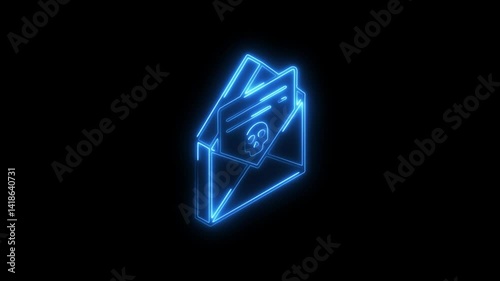 Glowing neon email icon 4k isolated on black background. HD Video motion graphic animation