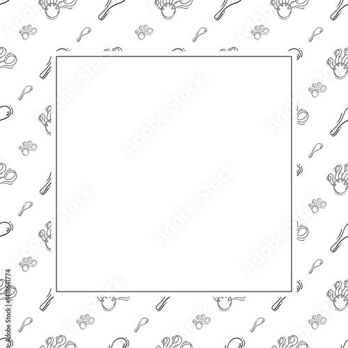 kitchen utensil frame. doodle kitchenware square frame. kitchen background
