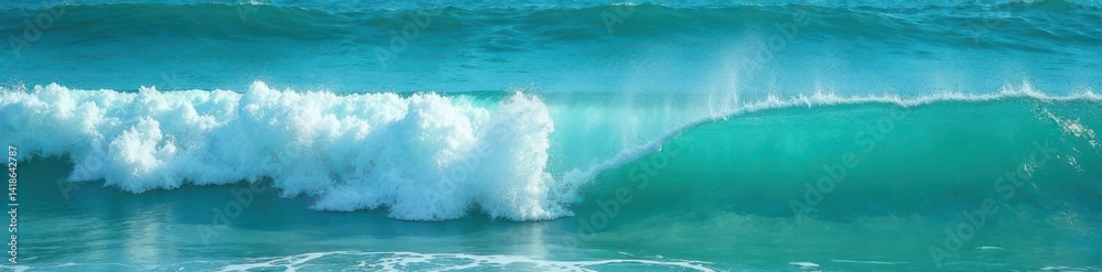 Fototapeta premium Wavy turquoise ocean with white foam and waves , ocean, foam
