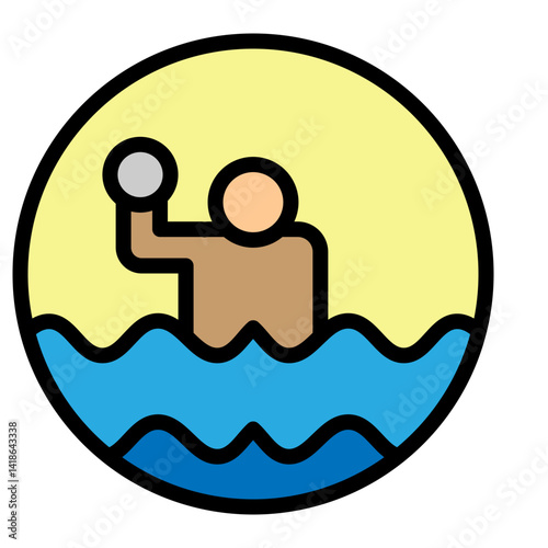 Water Polo Vector Filled Icon Design