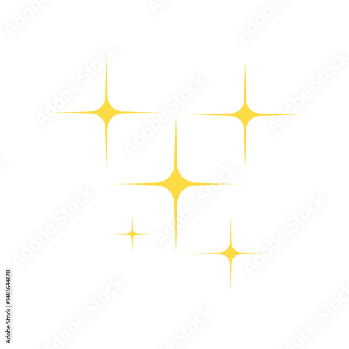 Shine or sparkle vector. Sparkling star in yellow color on white background. Vector illustration