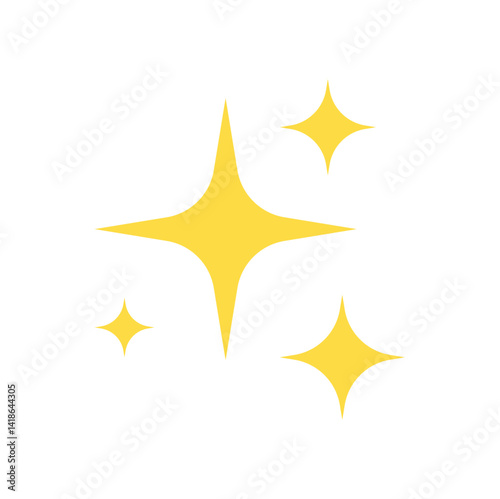Shine or sparkle vector. Sparkling star in yellow color on white background. Vector illustration