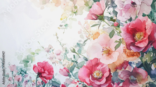 Elegant wedding invitation card background . Minimal hand painted watercolor botanical flowers texture template background. Design for wedding, vip cover, poster, rsvp moderncard.Valentine's Day