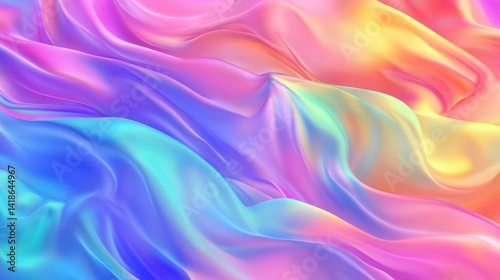 Wallpaper Mural abstract rainbow wave pattern with smooth color transitions, flowing silk-like movement, luminous gradient streams, artistic pride design, floating ribbon dance, ethereal atmospheric lighting, Torontodigital.ca