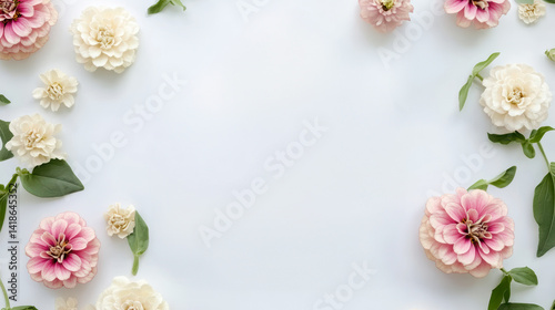 A white background with a flowery border