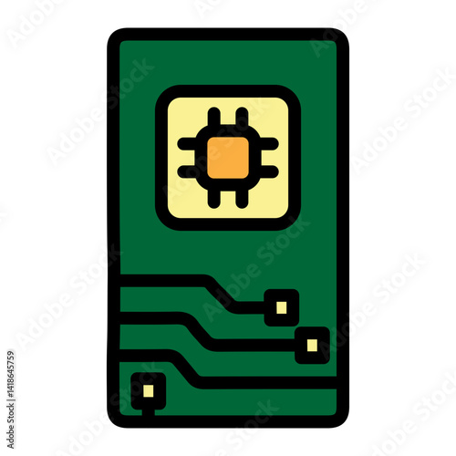 Motherboard Vector Filled Icon Design