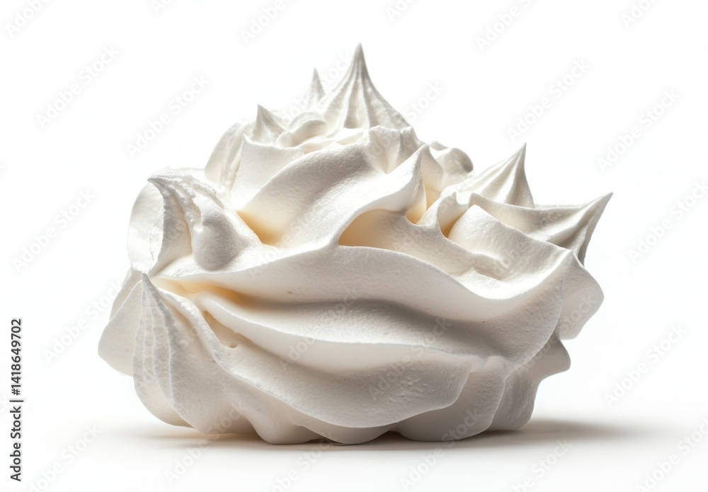 Whipped Cream Swirl on White Background for Dessert Decoration Whipped Cream Swirl on White Background for Dessert Decoration