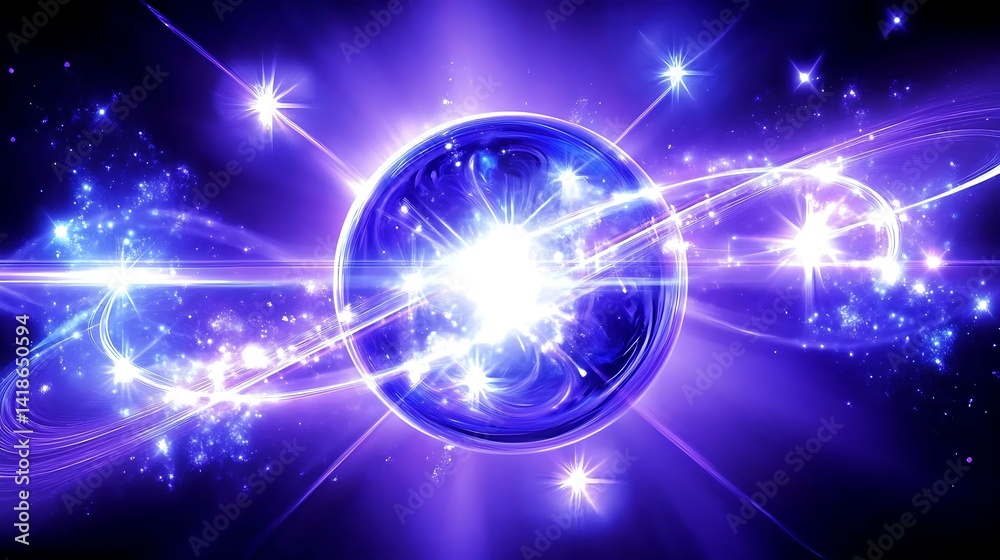 Obraz premium Cosmic sphere of vibrant energy radiating light.