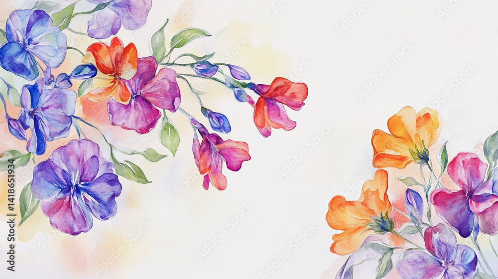 Obraz premium Elegant wedding invitation card background . Minimal hand painted watercolor botanical flowers texture template background. Design for wedding, vip cover, poster, rsvp moderncard.Valentine's Day