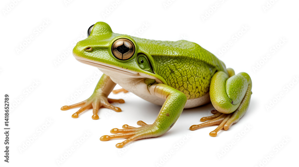 Pacific Tree Frog, a.k.a. Chorus Frog, green color phase, isolated on white background Pacific Tree Frog, a.k.a. Chorus Frog, green color phase, isolated on white background