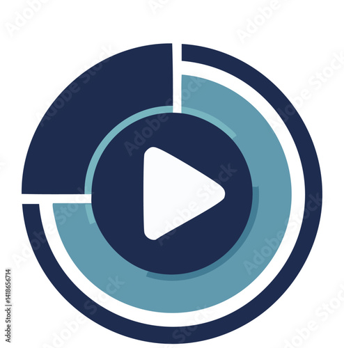 Modern Circular Play Button Icon with Red Triangle Symbol in the Center, Representing Multimedia, Streaming, or Video Playback

