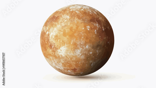 A high-resolution digital rendering of Eris, a dwarf planet located in the outer regions of our solar system. The image showcases a spherical celestial body predominantly featuring a textured