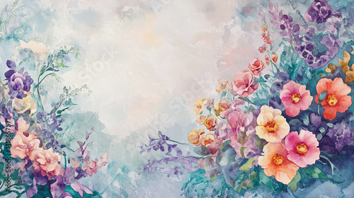 Wallpaper Mural Elegant wedding invitation card background . Minimal hand painted watercolor botanical flowers texture template background. Design for wedding, vip cover, poster, rsvp moderncard.Valentine's Day Torontodigital.ca