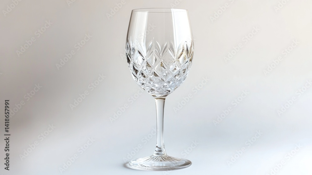 Crystal wine glass with diamond-patterned design. Crystal wine glass with diamond-patterned design.