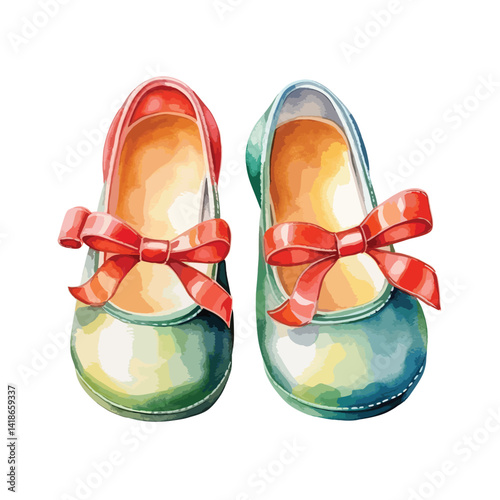 watercolor illustration A pair of vibrant dancing shoes