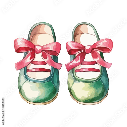 watercolor illustration A pair of vibrant dancing shoes