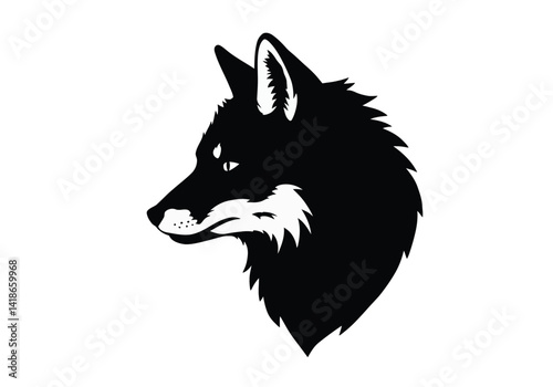Fox head silhouette. This image shows a detailed vector clipart illustration of a fox head, also referred to as a fox profile or wild animal symbol. Vector clipart illustration design.