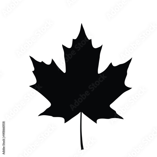 Maple leaf silhouette. This image shows a black silhouette of a maple leaf, symbolizing nature�s beauty and often associated with Canada and autumn. Vector clipart illustration design.