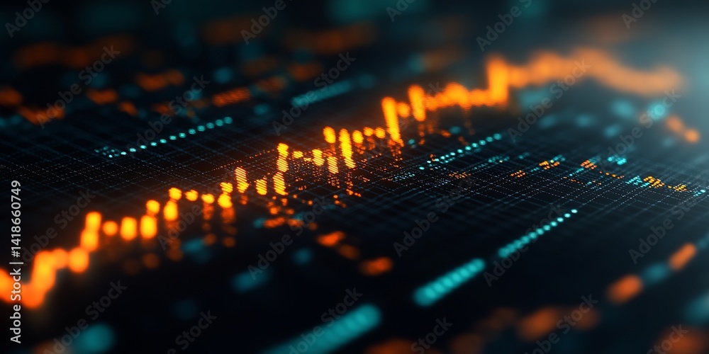 Dynamic stock market data visualization showing fluctuating graph trends and patterns : Generative AI Dynamic stock market data visualization showing fluctuating graph trends and patterns : Generative AI