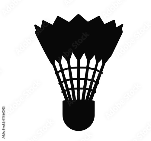 Shuttlecock silhouette. This image displays the silhouette of a shuttlecock, often referred to as a birdie, used in the sport of badminton. Vector clipart illustration design.