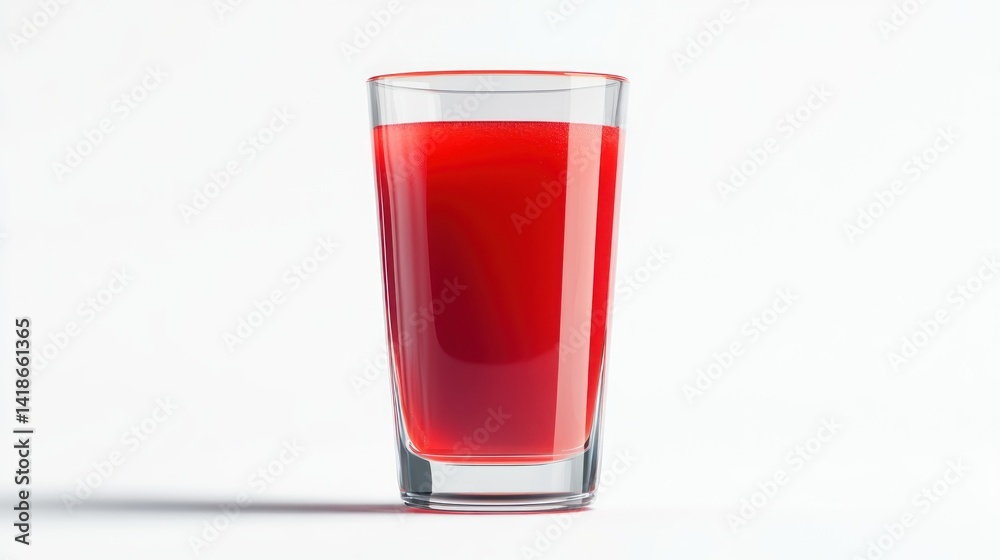 Red juice in a tall, clear glass. Red juice in a tall, clear glass.