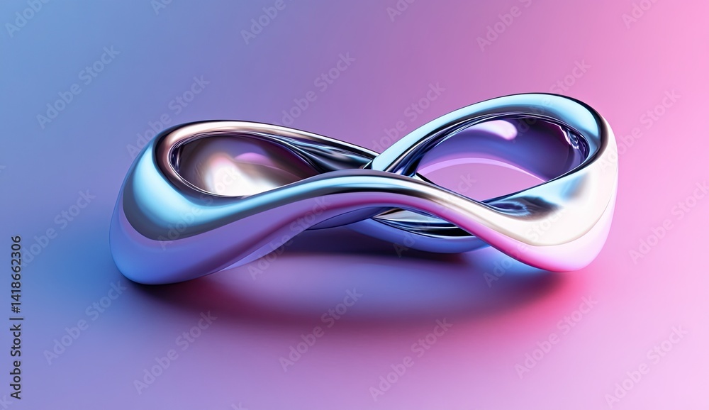 Abstract metallic infinity symbol on gradient background. Abstract metallic infinity symbol on gradient background.